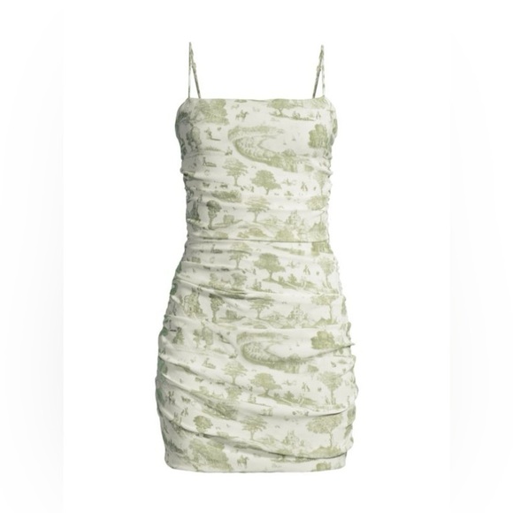 WEWOREWHAT Ronnie Ruched Graphic Print Mini Dress - Picture 4 of 7